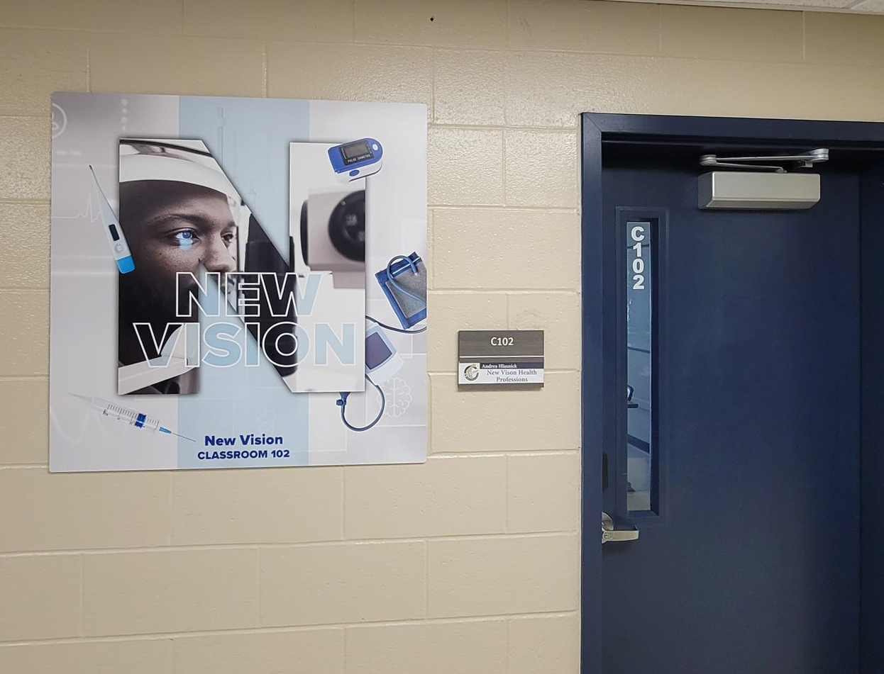 Designed wall sign for CABOCES New Vision Classroom.