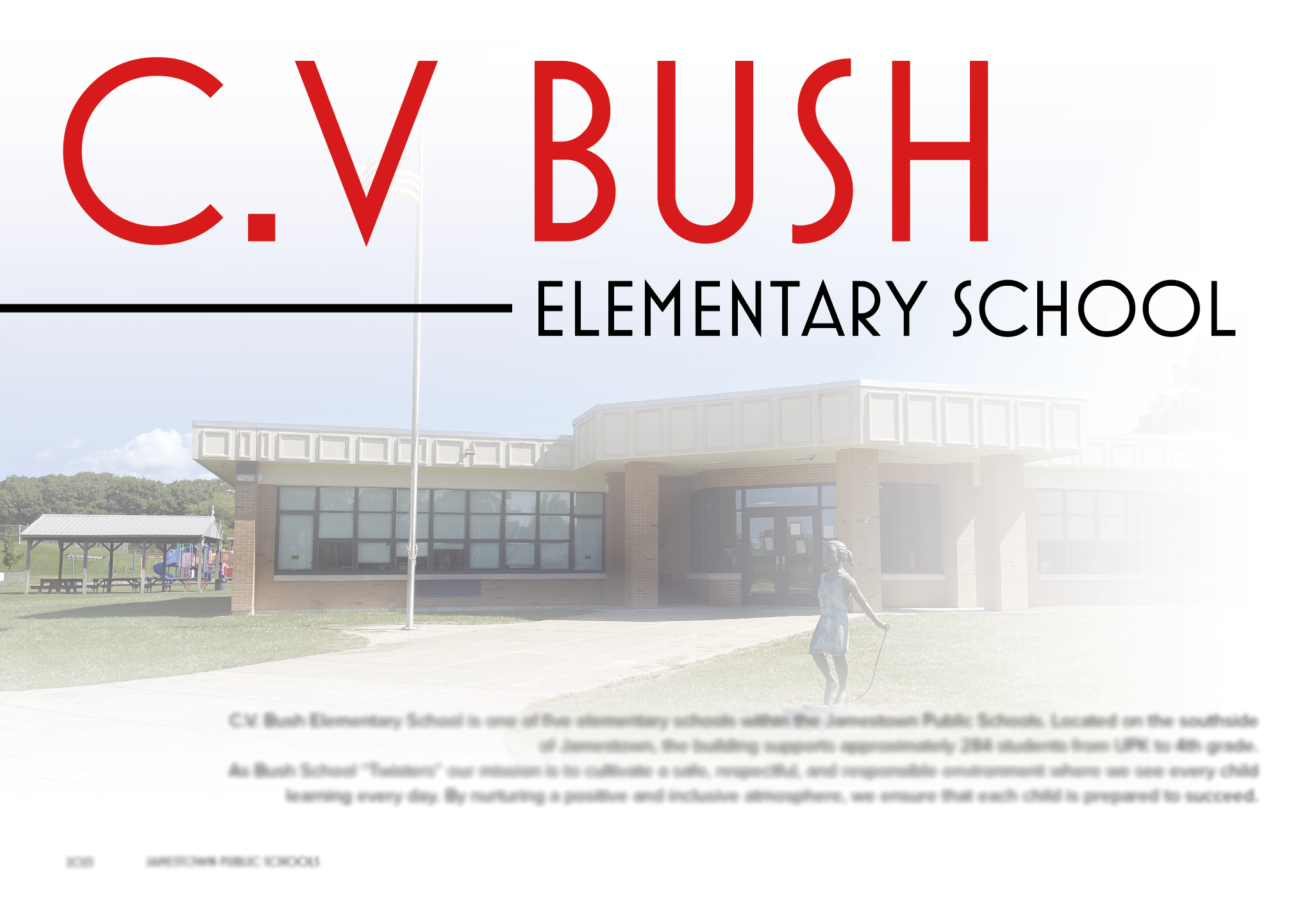 Page of the Branding Guide introducing the section dedicated to CV Bush Elementary School.