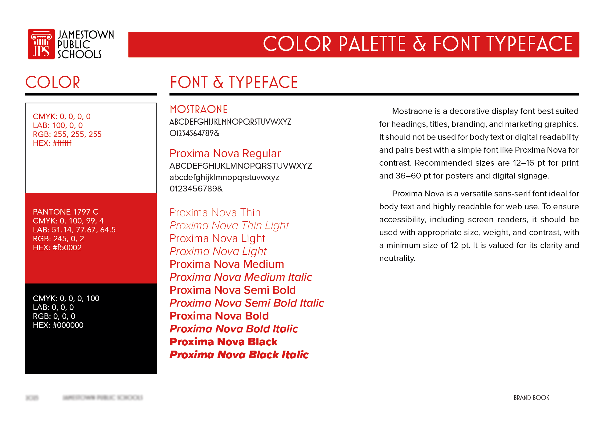 Typography guide to standardize print practices and unify presentation across school districts.