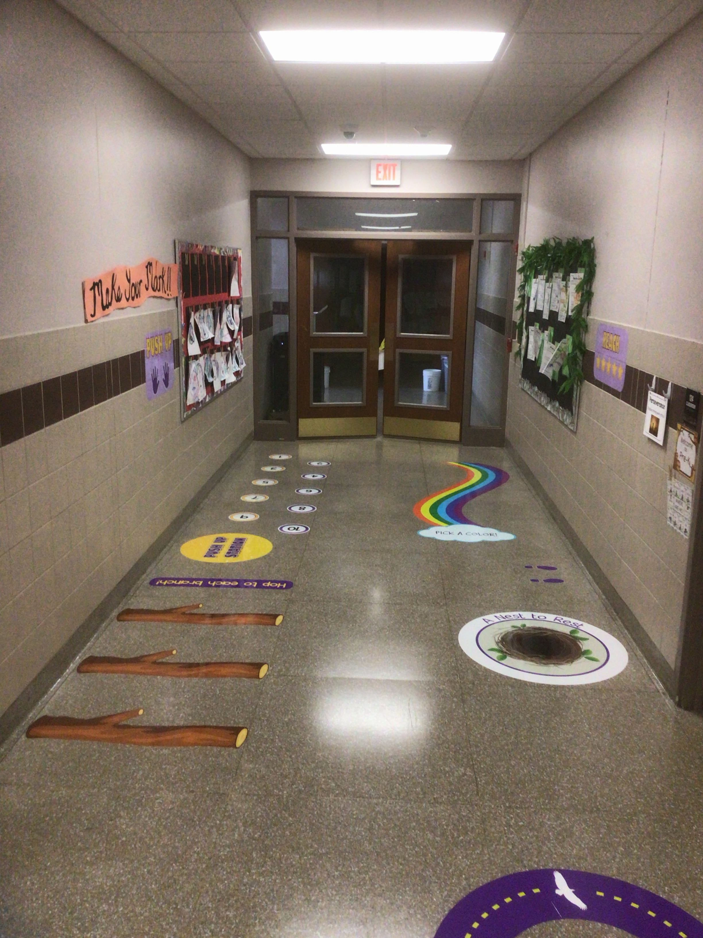 Photo of installed graphics in sensory hallway space.
