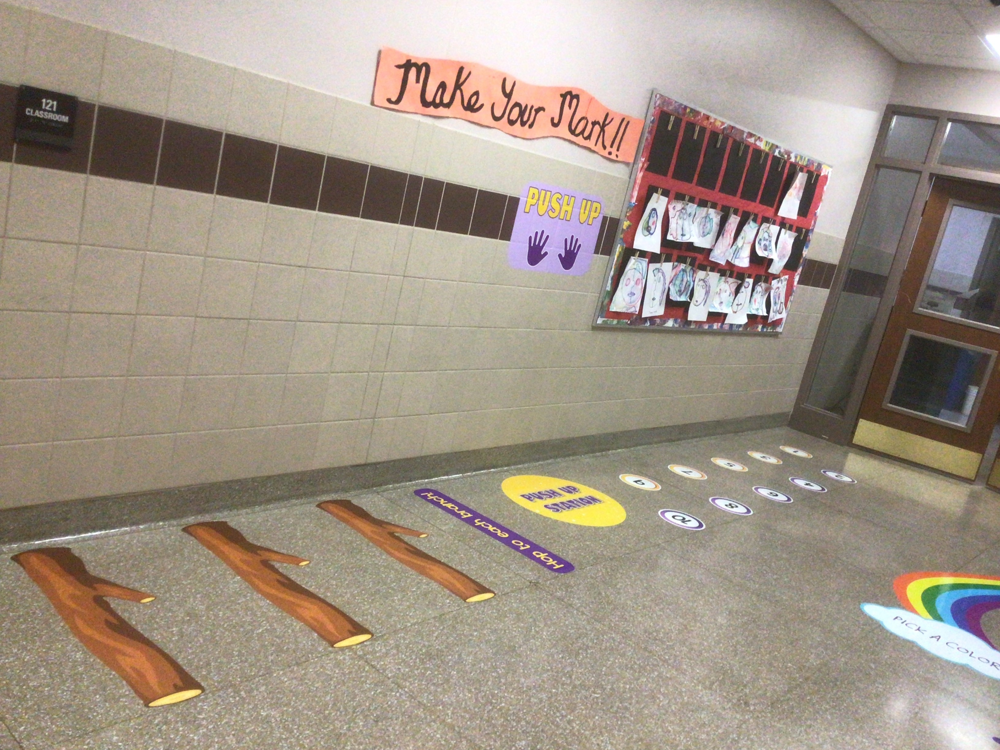 Photo of installed graphics in sensory hallway space.