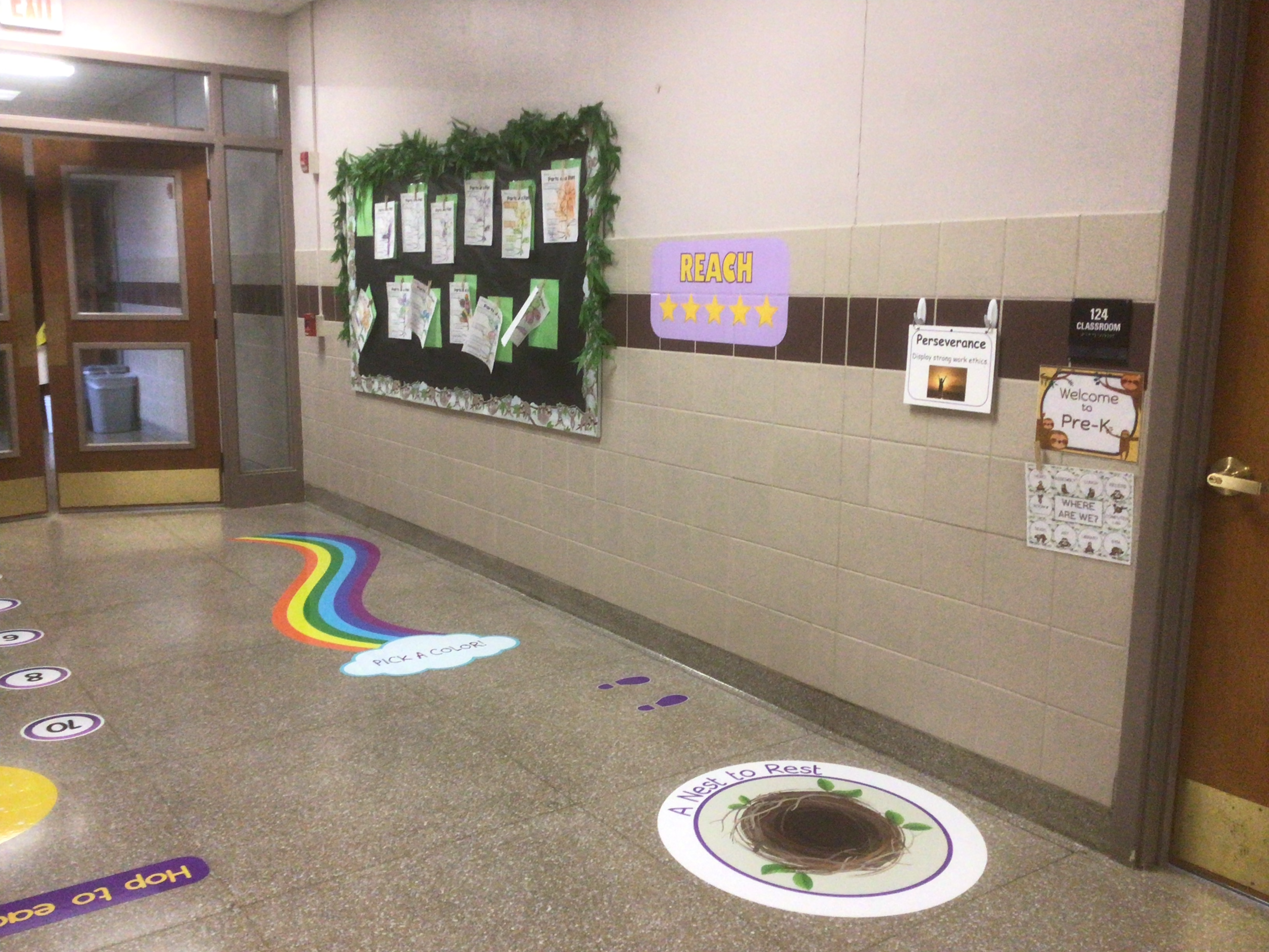 Photo of installed graphics in sensory hallway space.